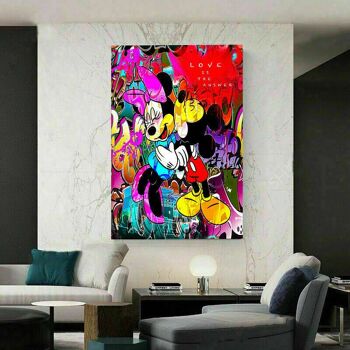 Pop Art Mickey Mouse Minnie Toile Tableaux Décoration Murale - Format Portrait - 80 x 60 cm 3