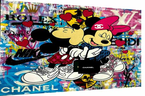 Pop Art Micky Maus Liebe Leinwand Bilder Wandbilder - Querformat - 120 x 80 cm