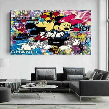Pop Art Mickey Mouse Amour Tableaux sur Toile - Format Paysage - 120 x 80 cm 3