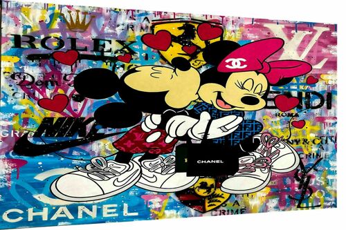 Pop Art Micky Maus Liebe Leinwand Bilder Wandbilder - Querformat - 120 x 90 cm