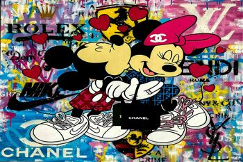 Pop Art Mickey Mouse Amour Tableaux sur Toile - Format Paysage - 75 x 50 cm 2