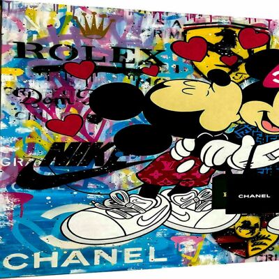 Pop Art Micky Maus Liebe Leinwand Bilder Wandbilder - Querformat - 80 x 60 cm
