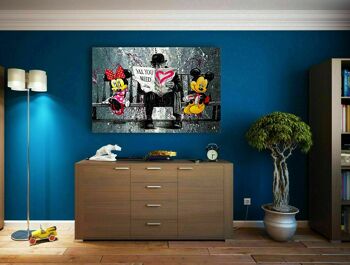 Pop Art Mickey Mouse Amour Tableaux sur Toile - Format Paysage - 150x75 4