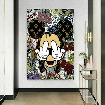 Pop Art Mickey Mouse Décoration murale sur toile amusante - Format portrait - 60 x 40 cm 5