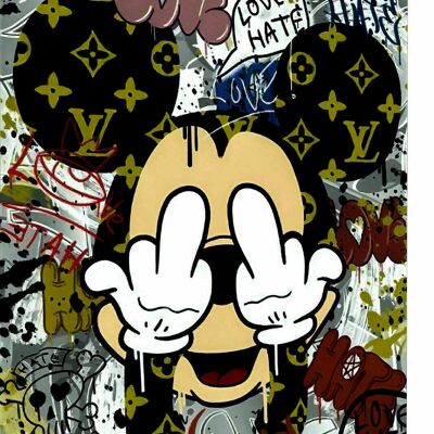 Pop Art Mickey Mouse Funny Canvas Picture Wall Art - Format Portrait - 90 x 60 cm