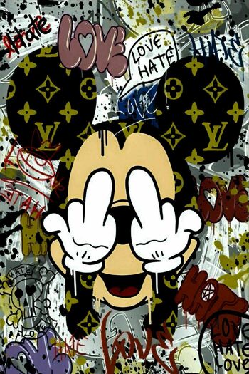 Pop Art Mickey Mouse Funny Canvas Picture Wall Art - Format Portrait - 180 x 90 cm 2