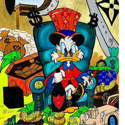 Pop Art Scrooge McDuck King Canvas Wall Art - Ritratto - 100 x 75 cm