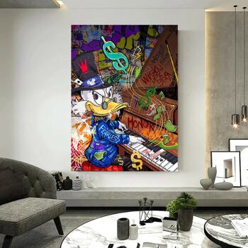 Pop Art Picsou McDuck Piano Toile Déco Murale - Format Portrait - 120 x 80 cm 5