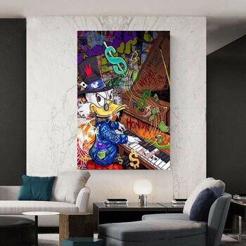 Pop Art Scrooge McDuck Piano Toile Déco Murale - Portrait - 150 x 100 cm 3