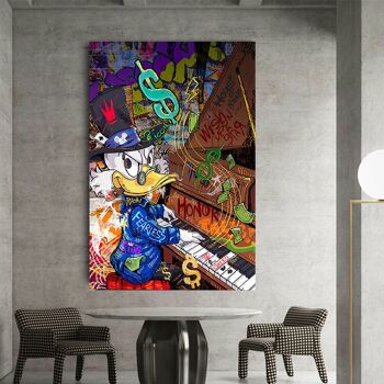 Pop Art Scrooge McDuck Piano Toile Déco Murale - Portrait - 150 x 100 cm 4