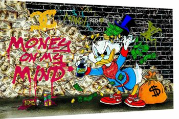 Pop Art Donald Duck Argent Tableaux sur Toile - Format Paysage - 90 x 60 cm 2