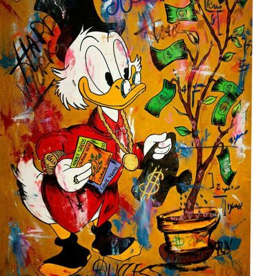 Leinwand Bilder Dagobert Duck Pop Art Wandbilder  - Hochformat - 90 x 60 cm