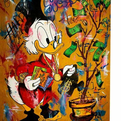 Leinwand Bilder Dagobert Duck Pop Art Wandbilder  - Hochformat - 100 x 75 cm