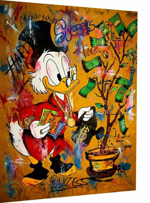 Leinwand Bilder Dagobert Duck Pop Art Wandbilder  - Hochformat - 150 x 100 cm