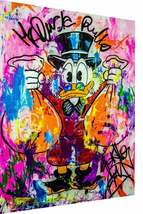 Leinwand Bilder Dagobert Duck Pop Art Wandbilder  - Hochformat - 75 x 50 cm