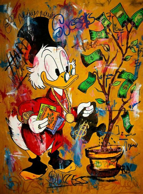 Leinwand Bilder Dagobert Duck Pop Art Wandbilder  - Hochformat - 80 x 60 cm