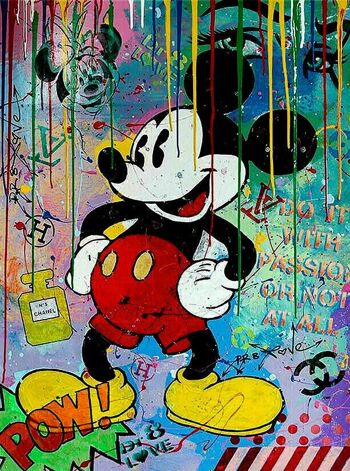 Pop Art Art Mickey Mouse Tableaux sur Toile Tableaux Muraux - Format Portrait - 120 x 90 cm 2