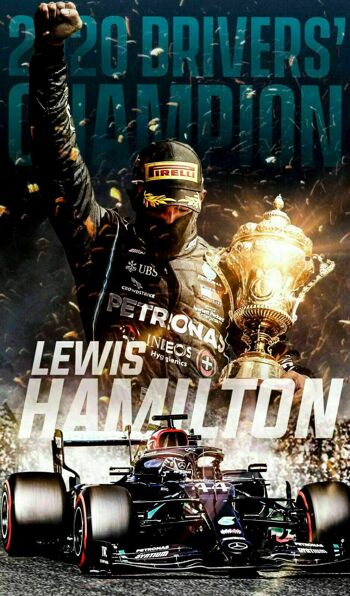 Tableau sur toile Formule 1 Lewis Hamilton Mercedes - Format portrait - 40 x 30 cm 1