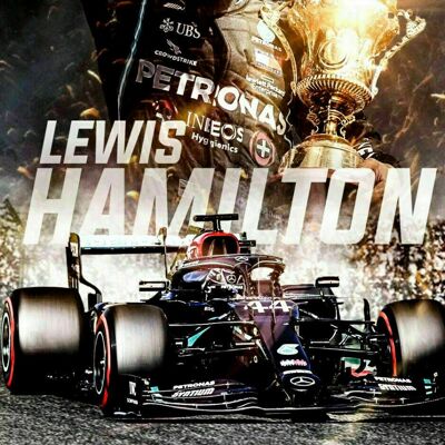 Formel 1  Lewis Hamilton Leinwand Mercedes Wandbilder  - Hochformat - 60 x 40 cm
