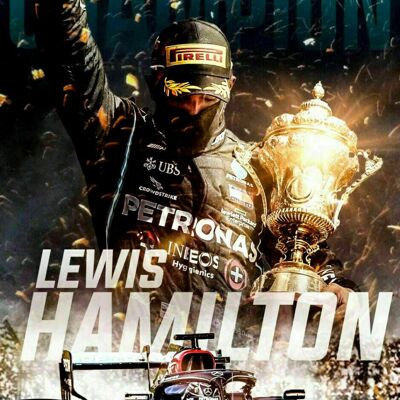 Formel 1  Lewis Hamilton Leinwand Mercedes Wandbilder  - Hochformat - 90 x 60 cm