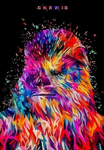 Chewie Star Wars Toile Abstraite Art Mural - Portrait - 100 x 75 cm 2