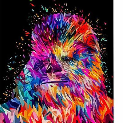 Chewie Star Wars Abstrakt Leinwand Bilder Wandbilder  - Hochformat - 75 x 50 cm