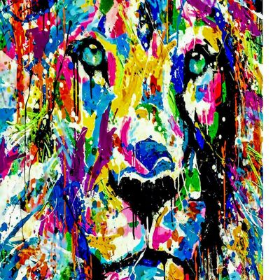 Abstract Animals Lion Canvas Pictures Wall Art - Portrait Format - 90 x 60 cm