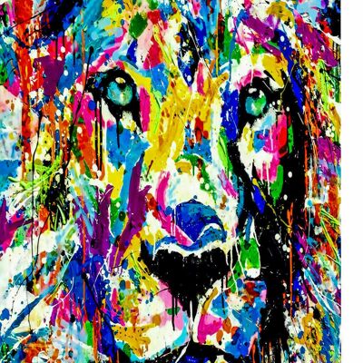 Abstrakt Tiere Löwe Leinwand Bilder Wandbilder  - Hochformat - 100 x 75 cm