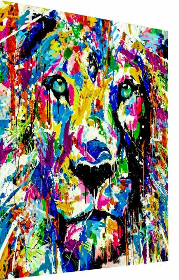 Tableaux sur Toile Animaux Abstraits Lion - Format Portrait - 120 x 90 cm 1