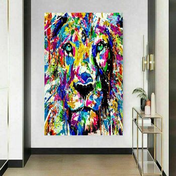 Tableaux sur Toile Animaux Abstraits Lion - Format Portrait - 120 x 90 cm 3