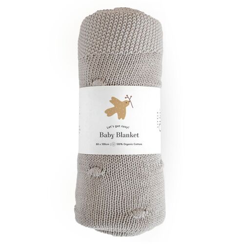 Organic Cotton Knitted Blanket, Warm Stone