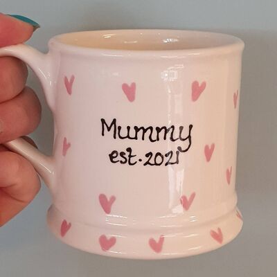 Mummy Mug - Daddy Mug - Est. - New Parents - New Mum - New Dad - Baby Shower Gift - New Baby Gift  - Handpainted  Mug  - Personalised