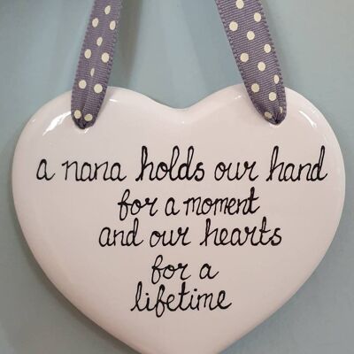 Nana Birthday - Nana Gift  - Heart Plaque - Nana Holds Our Heart - Nana - Nanna - Grandma - Granny - Personalised Gift A
