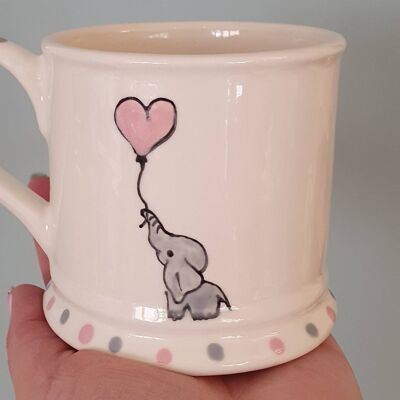 Handpainted - Elephant Mug - Teacher Mug - Personalised - Auntie mug - Mum Mug - daughter Mug Gift for Christmas - cute Elephant - balloon