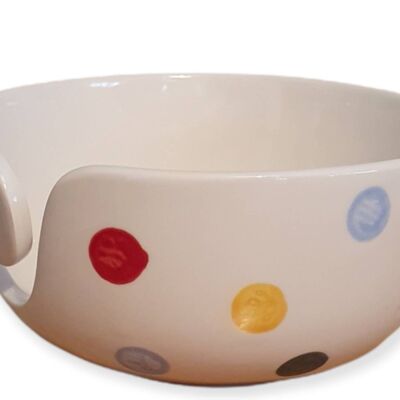 Yarn Bowl - Ceramic Yarn Bowl - Bespoke Yarn Bowl  - Handpainted  - Knitting Bowl - Personalised  - Gift for Nana - polka dots