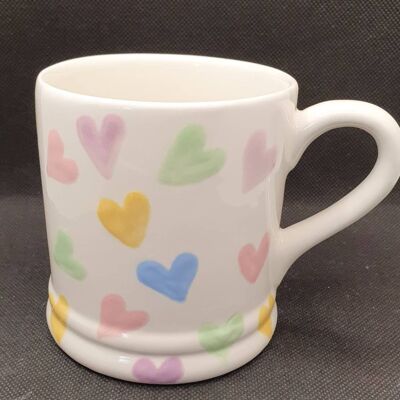 Pastel Hearts Mug - Mummy Mug - Heart Mug - Love Mug - Country Mug - Handpainted- Love- Love Hearts - valentines gift for her