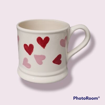 Heart Mug - Mummy Mug - Love Mug - Country Mug - Handpainted- Love- Love Hearts - Mothers Day - Valentines - Mum Mug - Granny - Nana