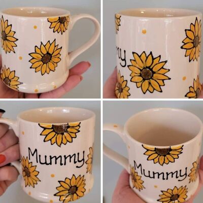 Sunflower Mug - Handpainted  - personalised Mug - Sunflowers - Birthday gift - mummy mug - Nana Gift- Teacher Mug  - Teacher Gifts  - spring