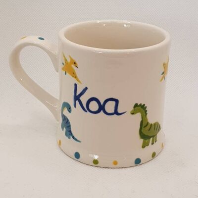 Childs personalised mug -  scattered dinosaur design - Easter Mug - Birthday - Personalised Mug - Ceramic - Baby Mug - Espresso Mug