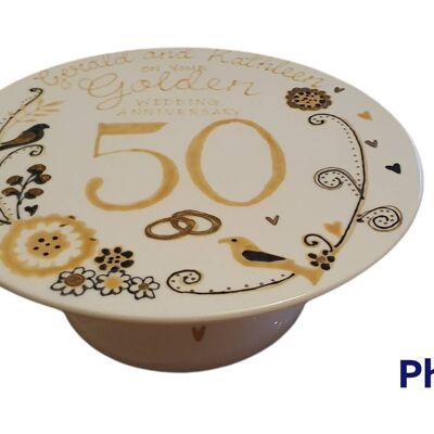 50th wedding anniversary cake stand  - golden wedding anniversary - anniversary gift - 50th - wedding anniversary - golden wedding  - cake