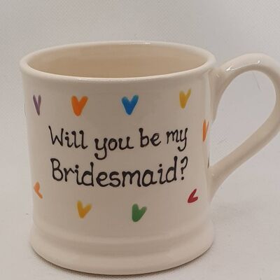 Will you be my Bridesmaid - God Mother - Wedding mug - bridesmaid mug - wedding gift - godparent gift- heart mug- Emma Bridgewater Inspired