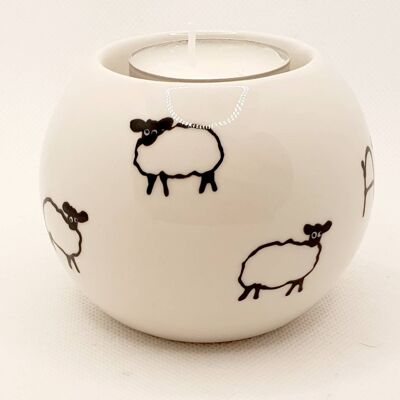 Handpainted Tea Light Holder - Oil Burner - Tealight - sheep design Tea Light Holder- ball tealight  - sheep - Black sheep - personalised