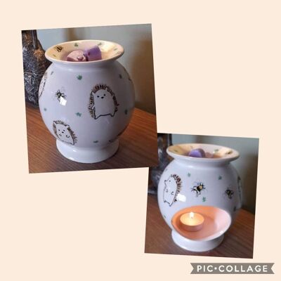 Handpainted - Oil Burner - Tealight - Wax Melt  - Gift for Mum - Nana Gift - hedgehog - Country animals