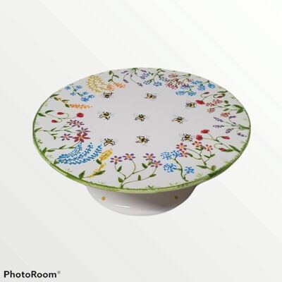 Wildflowers and Bees Cake Stand - Mothers Day Gift - Granny - Nana Gift- Cake Stand - Easter Gift -  Handpainted - Birthday - Personalised