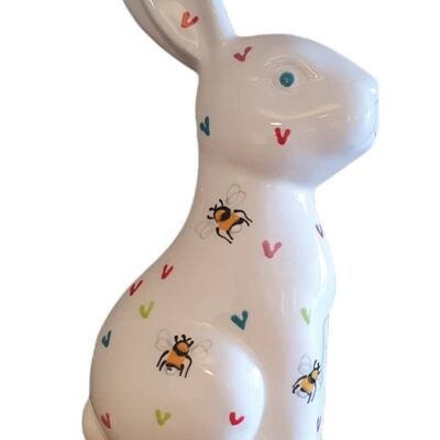 Bee and Heart design Rabbit - Bunny - Emma Bridgewater Inspired  - Bees - Rabbit ornament - Easter Gift - Easter Bunny - Gift for Her