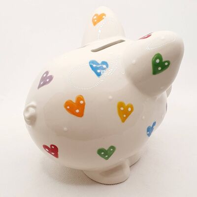 Personalised Piggy Bank -  christening gift - baptism gift - new baby gift -  birthday gift, heart design -  ceramic piggy bank - Birthday
