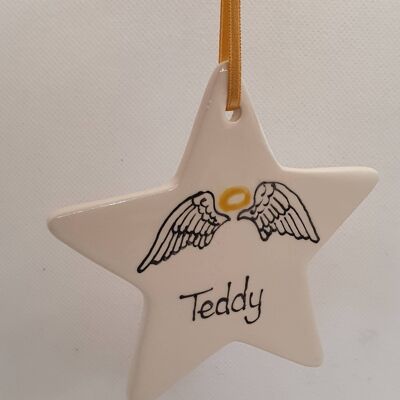 Angel Wings Hanging Star - Angel Baby - In Memory- Memory Star- Rememberance