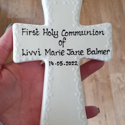 Holy communion ceramic Cross - Cross - christening  - Holy communion  - baptism  - Gift for Holy communion  - handpainted  - gift for baptis