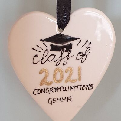 Graduation Gift - Graduation Keepsake- Ceramic Heart - graduation ceremony  - 2022 - handpainted  - degree - class of 2022 - school leaver