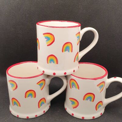 Scattered Rainbows Mug - Rainbow design mug - thank you gift - NHS - birthday gift - LGBTQ mug - personalised mug - handpainted - ceramic A